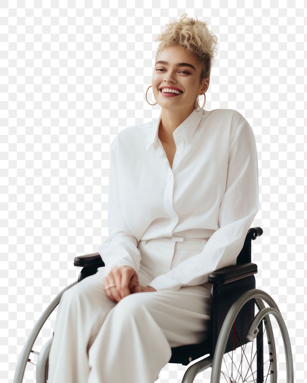 PNG Wheelchair sitting adult retirement. AI generated Image by rawpixel.