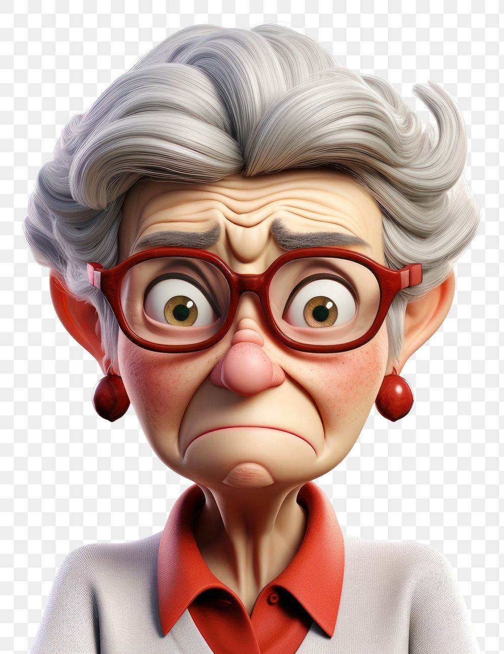 PNG Senior woman portrait glasses cartoon. AI generated Image by rawpixel.