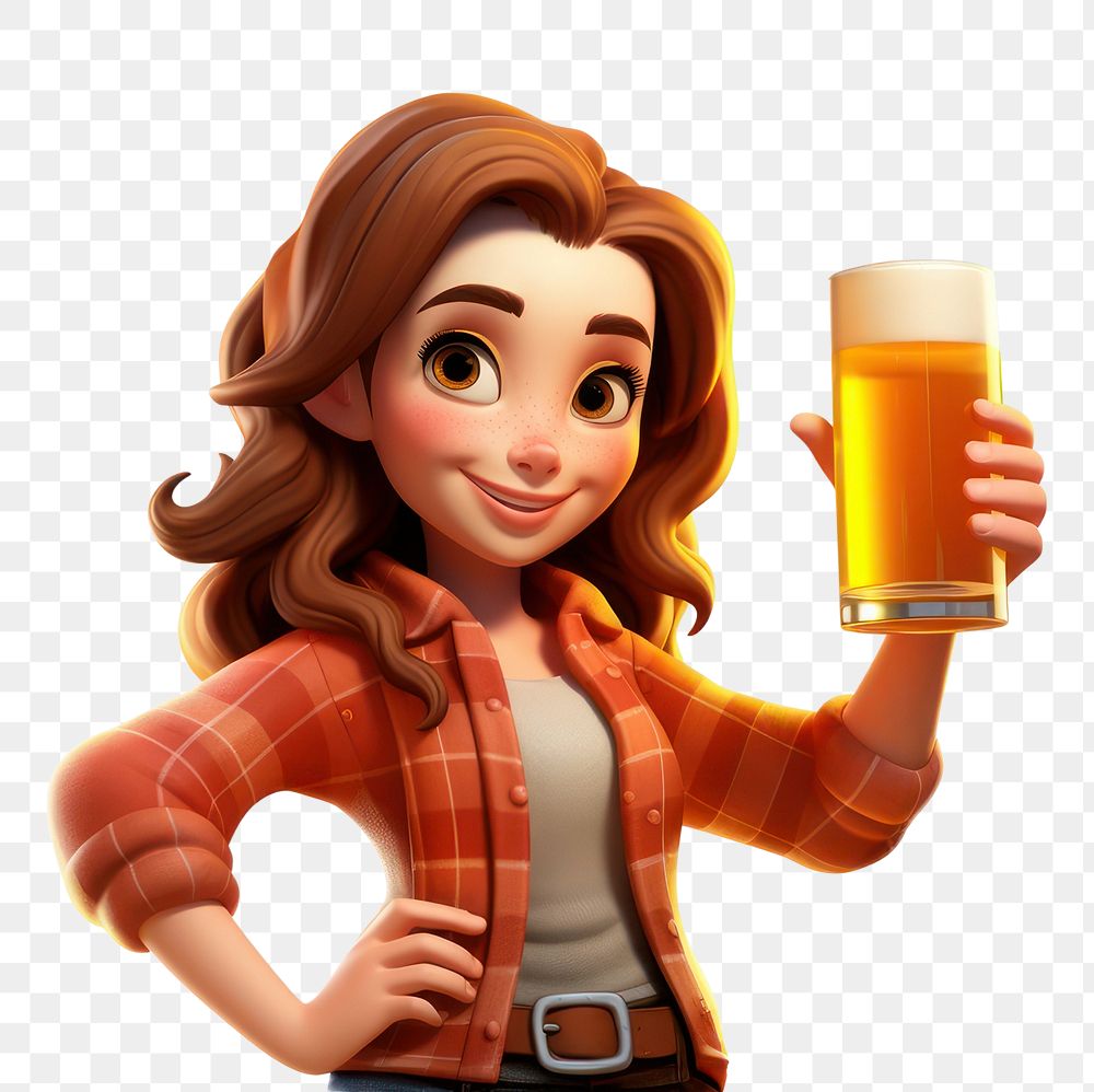 PNG Girl drinking cartoon beer white background. AI generated Image by rawpixel.