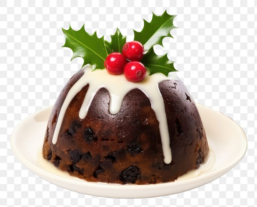 Christmas pudding chocolate dessert plate. 