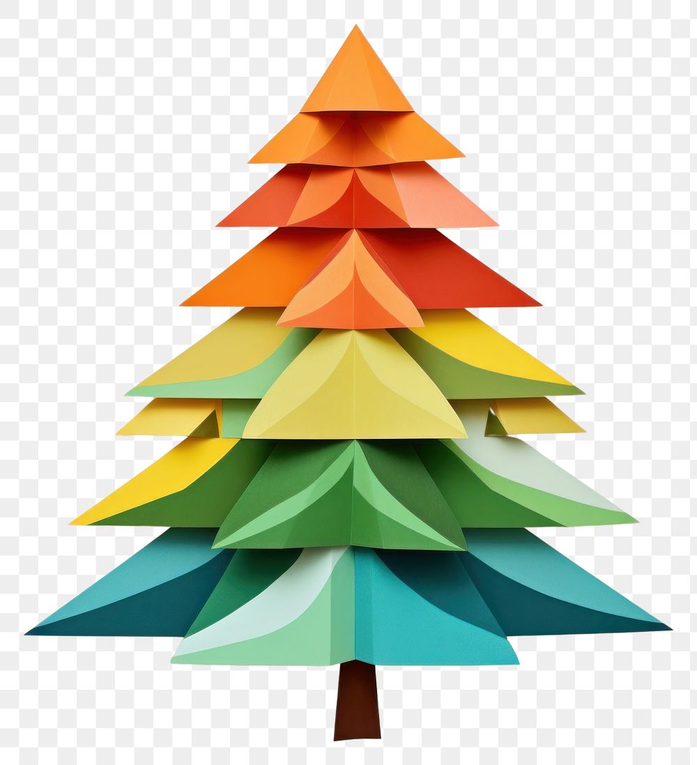 PNG Chrismas tree origami craft paper. 