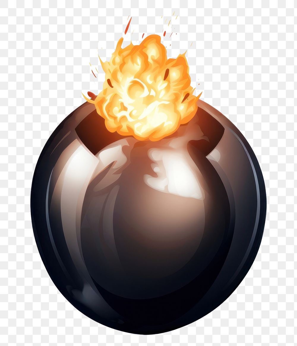 PNG Black Rounded clean Bomb sphere black fire. AI generated Image by rawpixel.