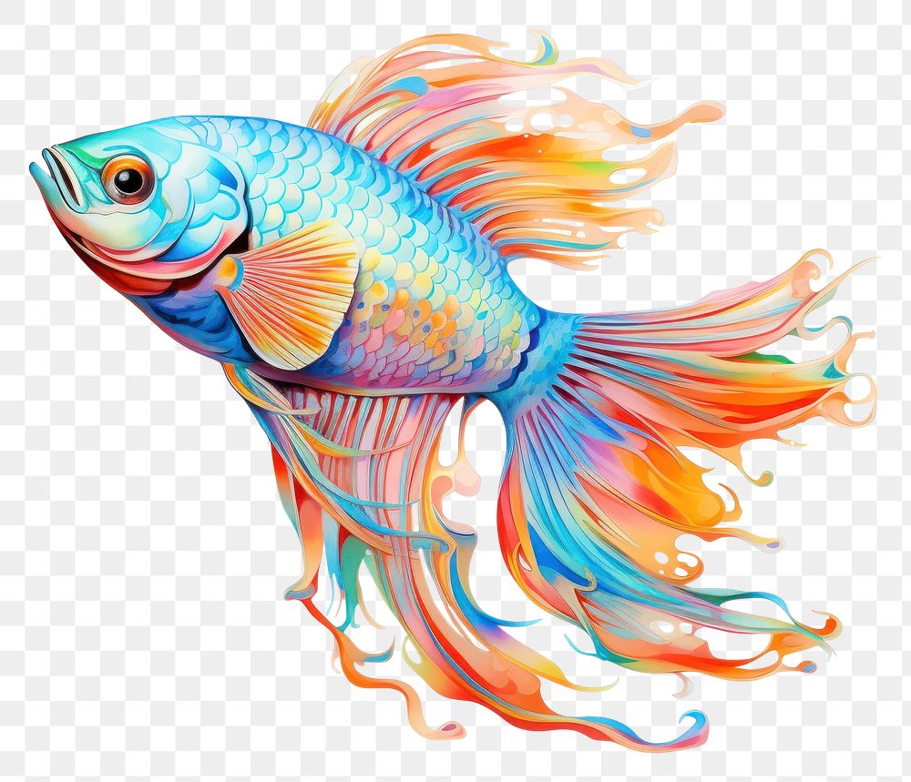 PNG Fish goldfish swimming drawing. AI generated Image by rawpixel.