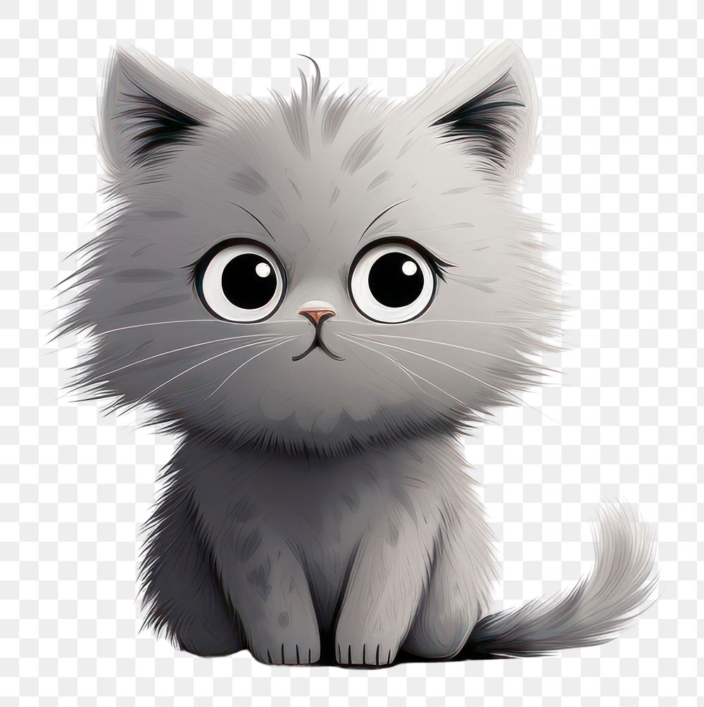 PNG Gray Cartoon Cat cartoon mammal animal. AI generated Image by rawpixel.