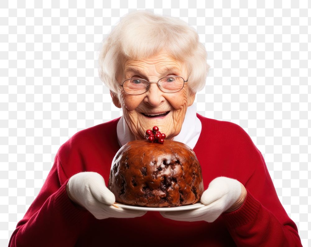 PNG Grandma portrait dessert holding. AI generated Image by rawpixel.