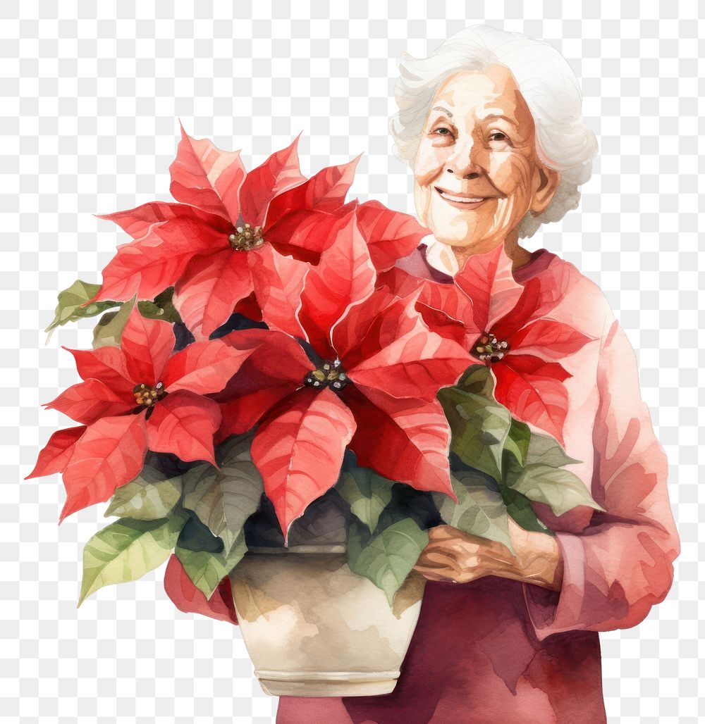 PNG Grandma flower portrait holding. AI generated Image by rawpixel.