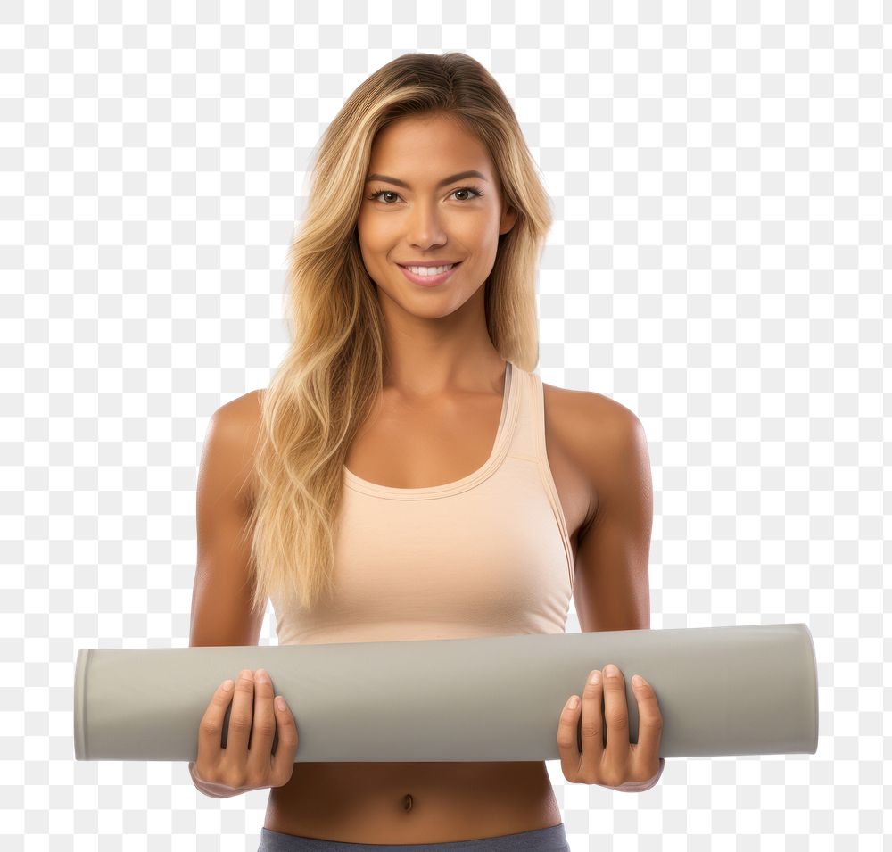 PNG Tanned asian woman holding adult yoga. AI generated Image by rawpixel.