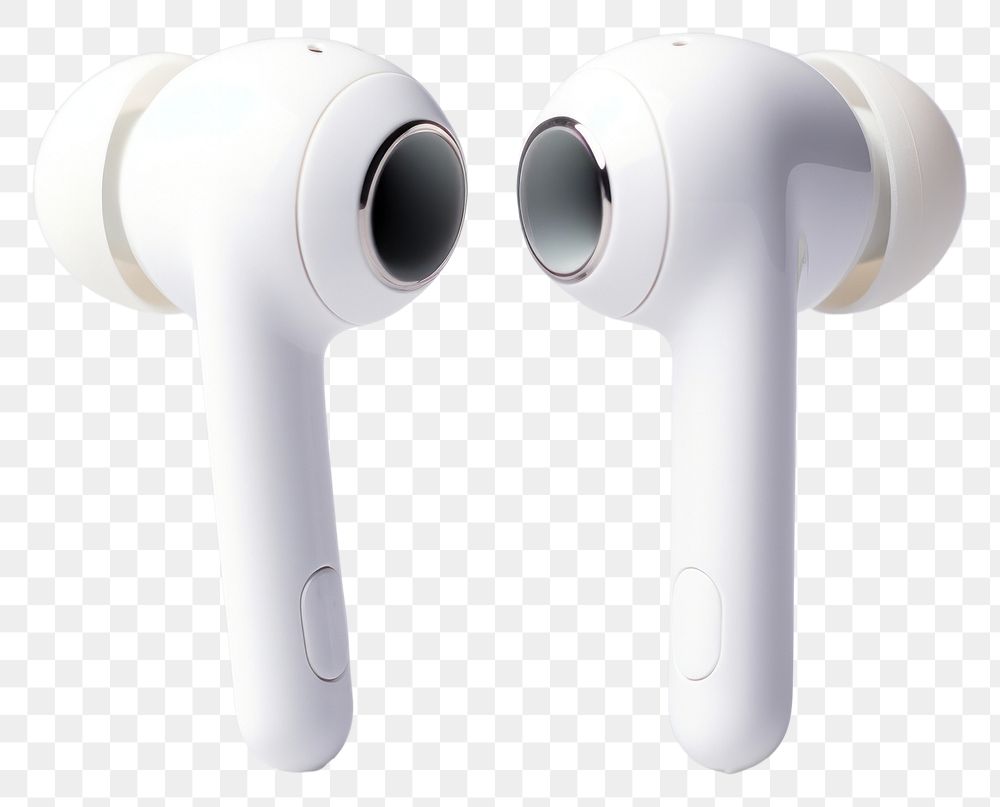 PNG A White headphones wireless earpieces white white background electronics. AI generated Image by rawpixel.