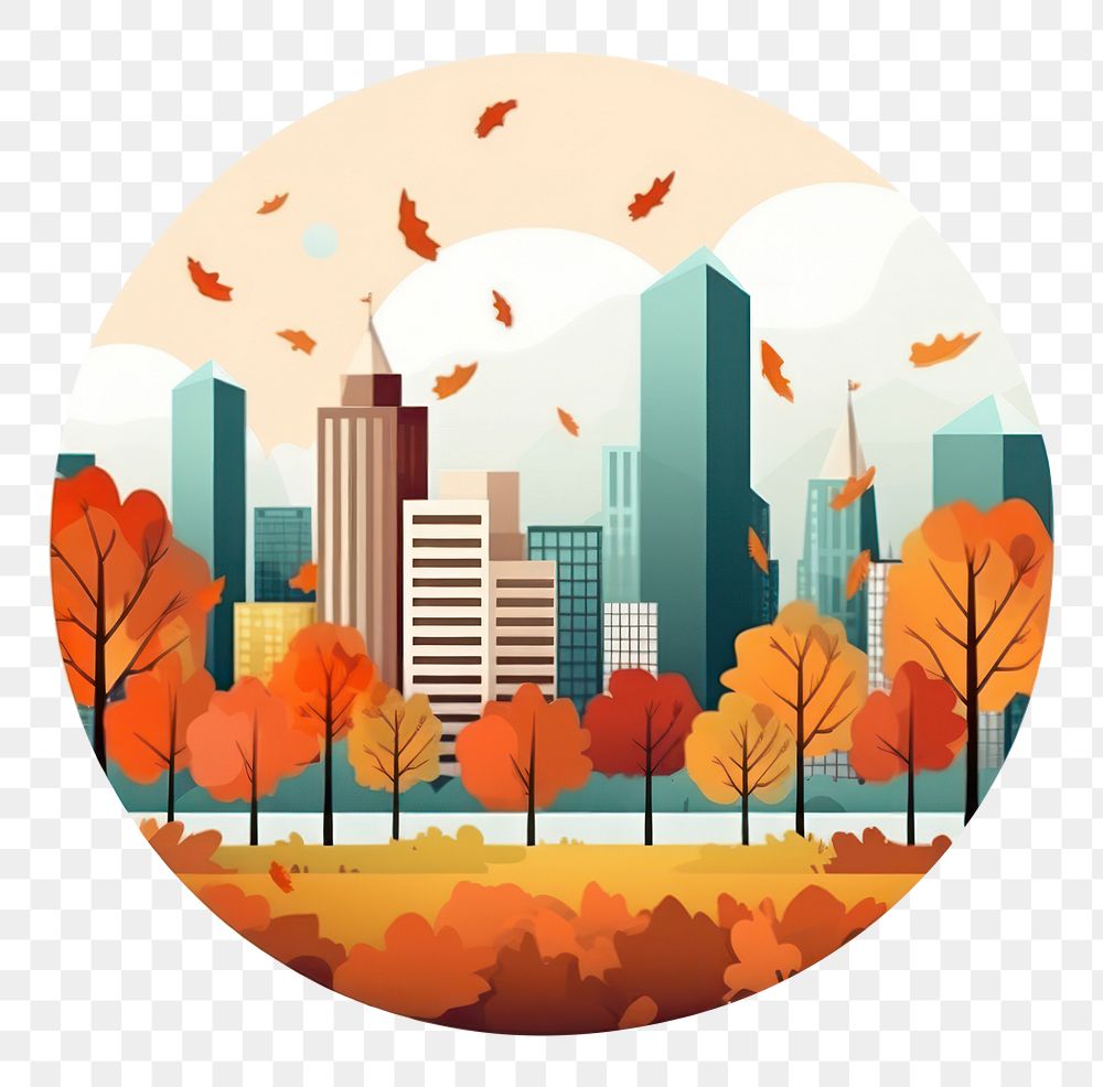 PNG Fall season city outdoors cartoon. AI generated Image by rawpixel.