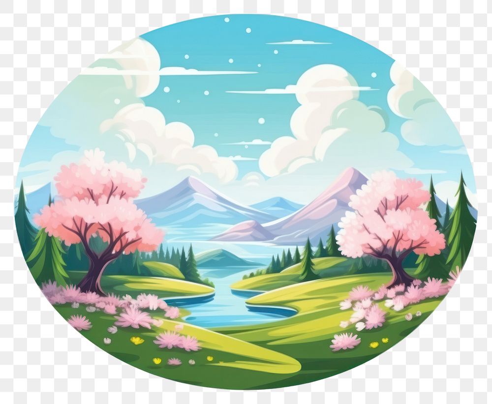 PNG Spring circle icon outdoors cartoon nature. AI generated Image by rawpixel.