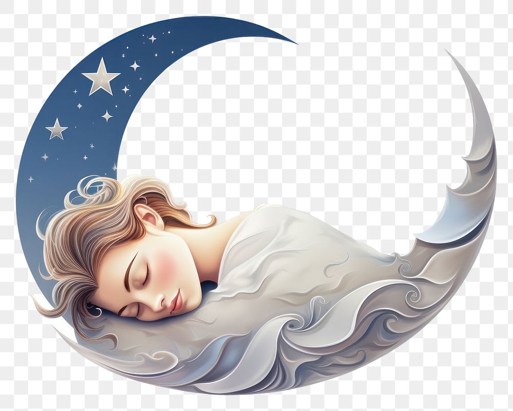 PNG Moon sleeping angel night. AI generated Image by rawpixel.