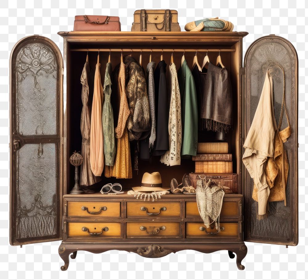 PNG Vintage closet furniture wardrobe cupboard
