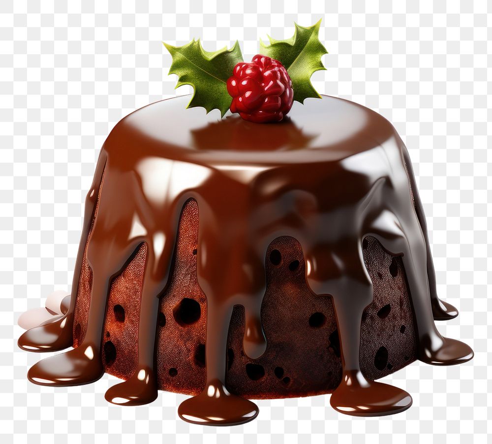 PNG Christmas pudding chocolate dessert berry fruit. AI generated Image by rawpixel.