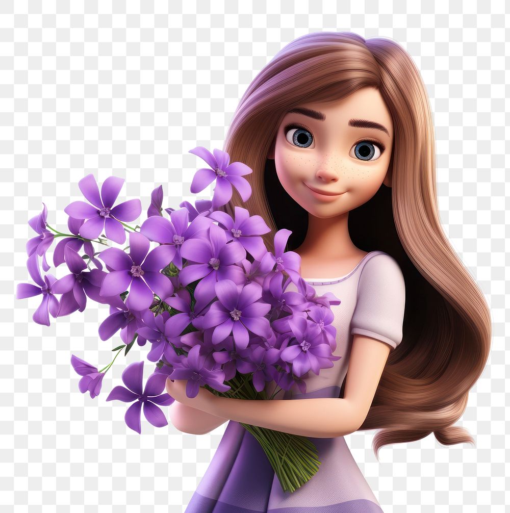 PNG Cartoon girl flower adult plant. AI generated Image by rawpixel.