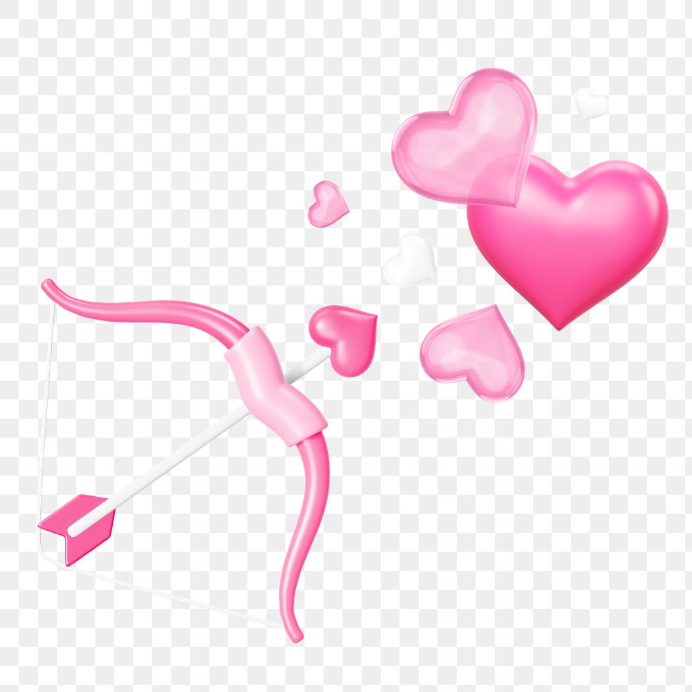 Cupid bow png arrow, 3D Valentine's Day remix, transparent background