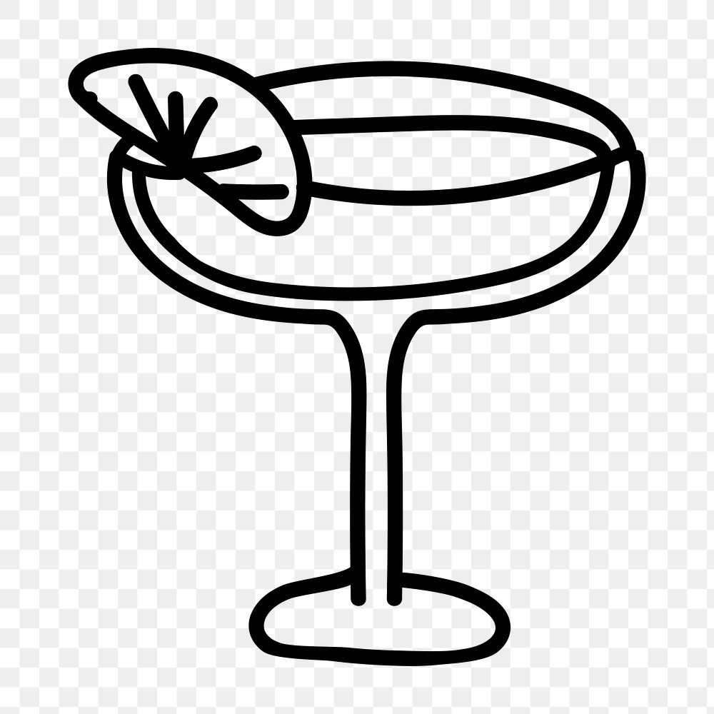 Cocktail drink png doodle element, transparent background