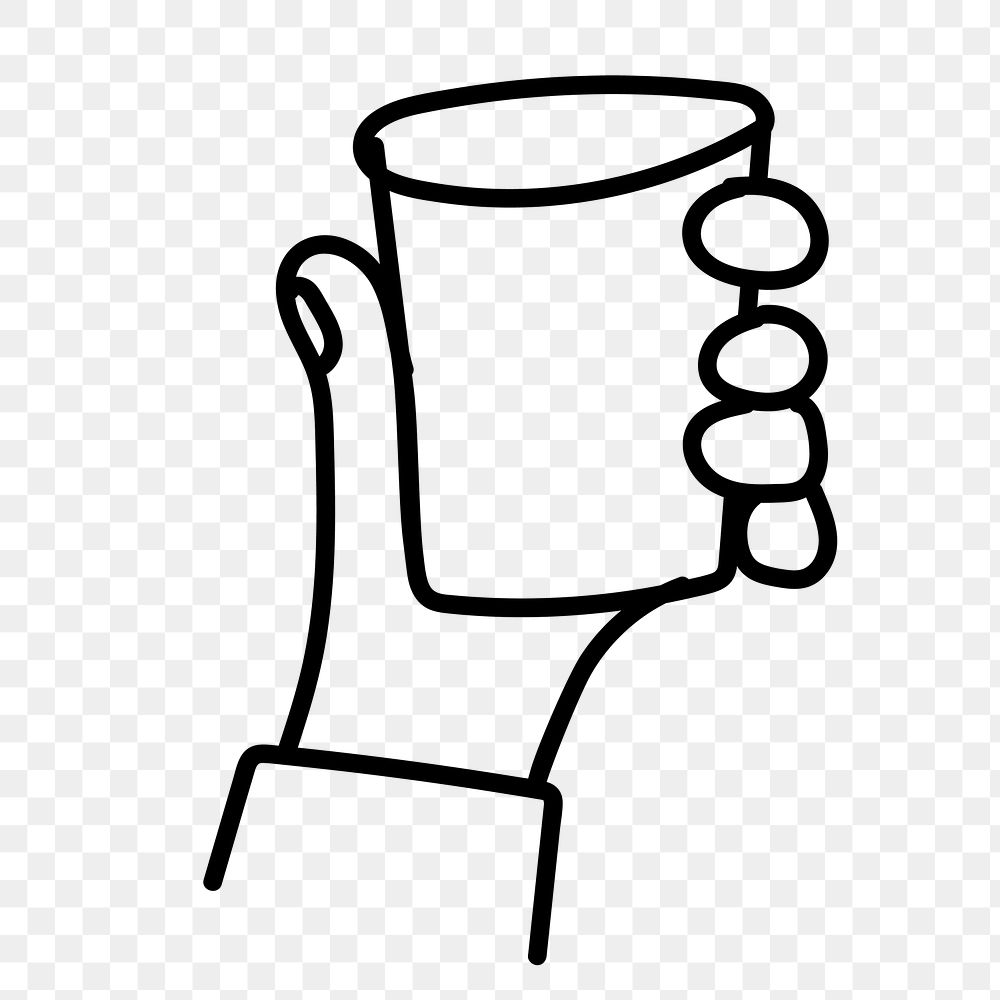 Cup png doodle element, transparent background