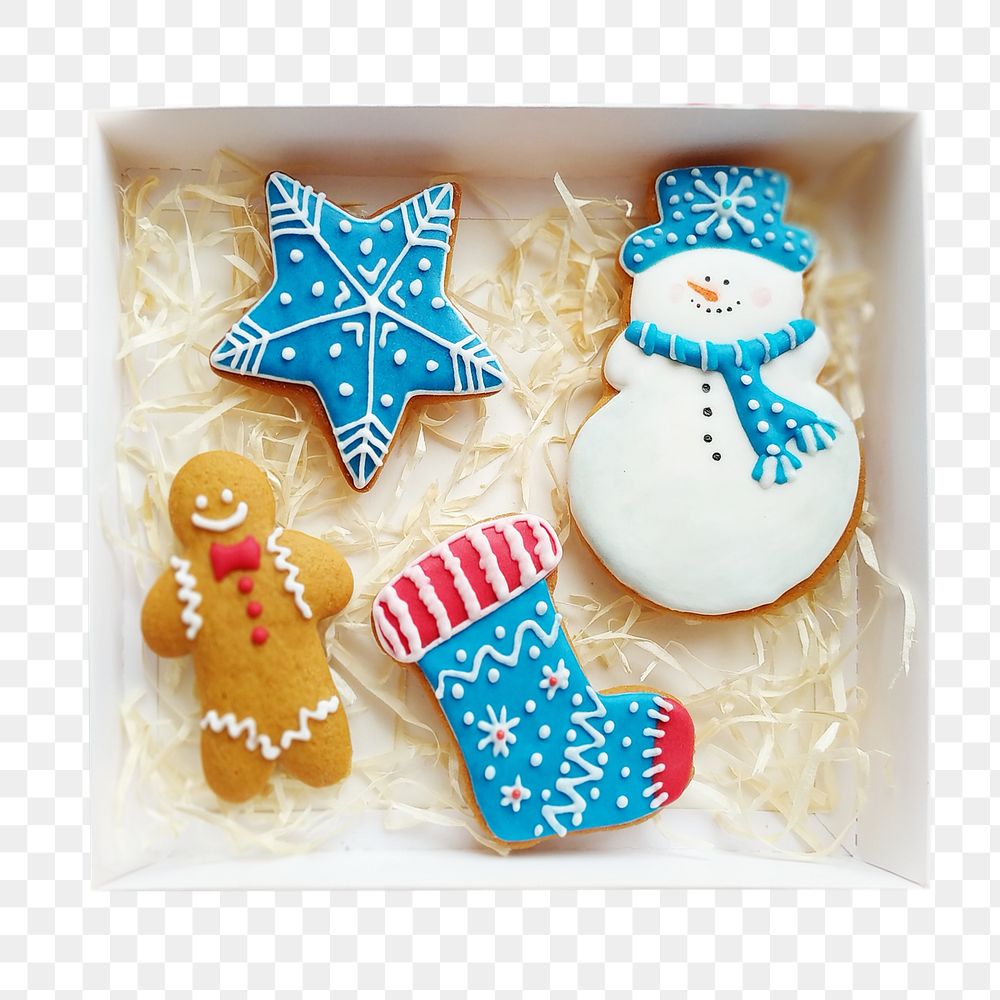 Christmas cookies box png, transparent background