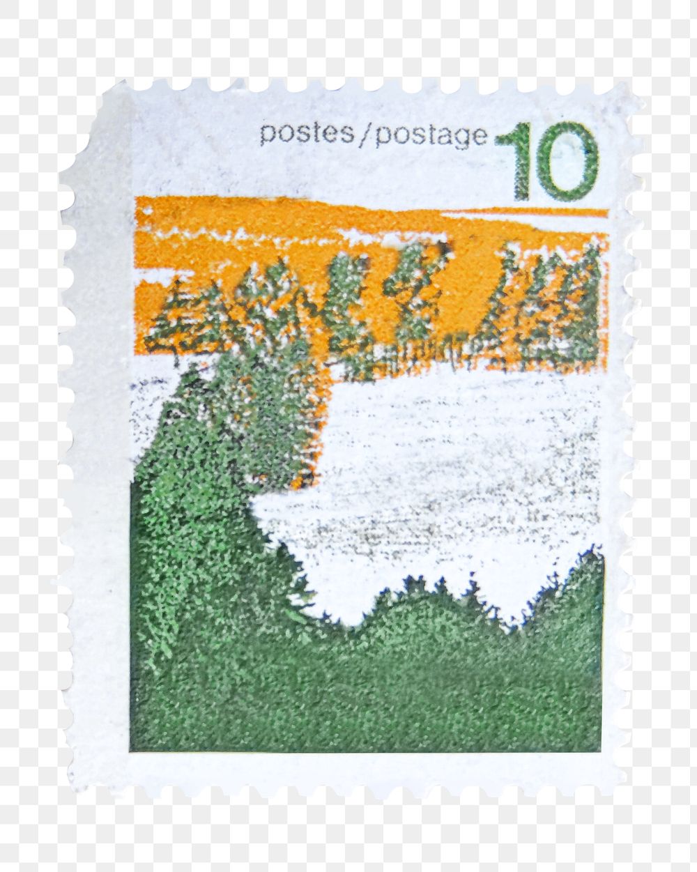 Nature postage stamp png, transparent background