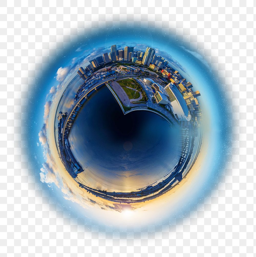 Globe shape cityscape png, transparent background