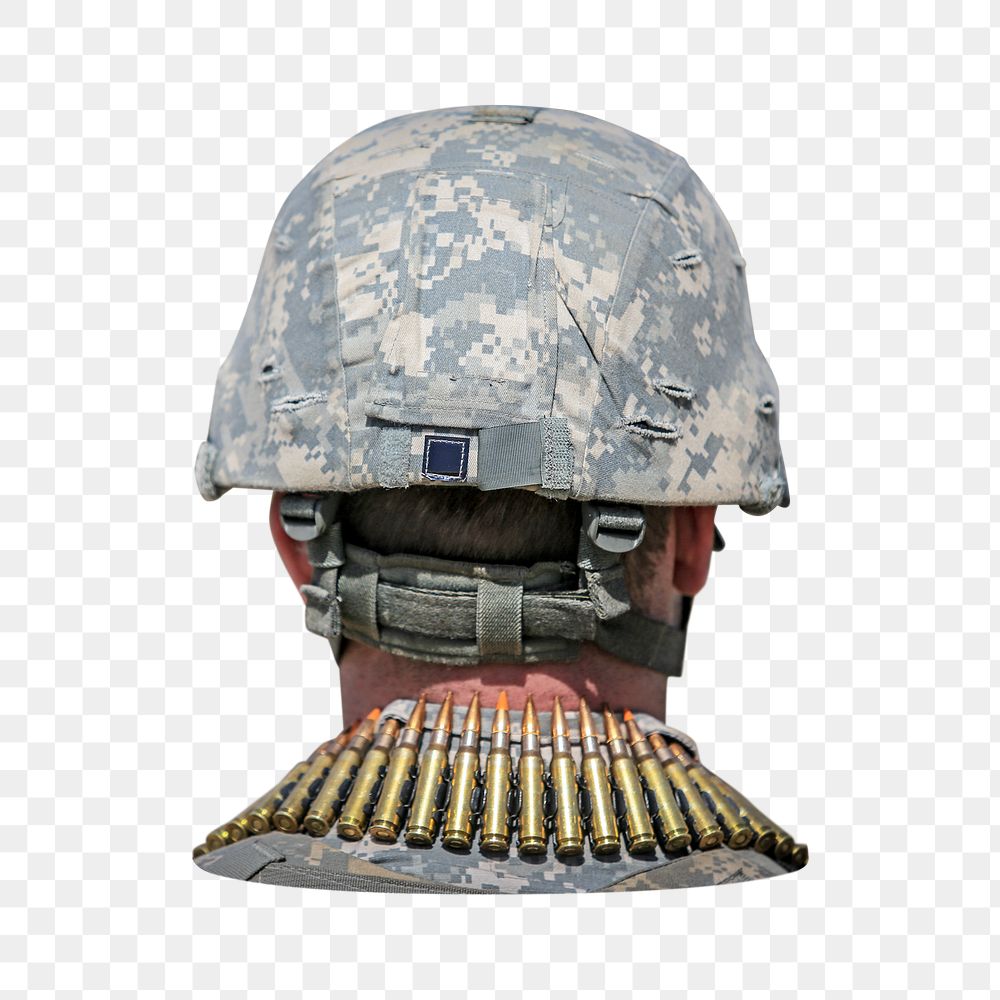 American soldier rear view png, transparent background