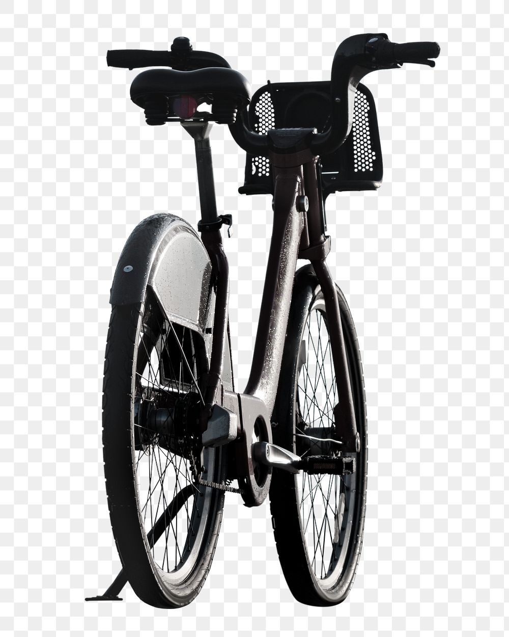 Black bicycle png vehicle, transparent background