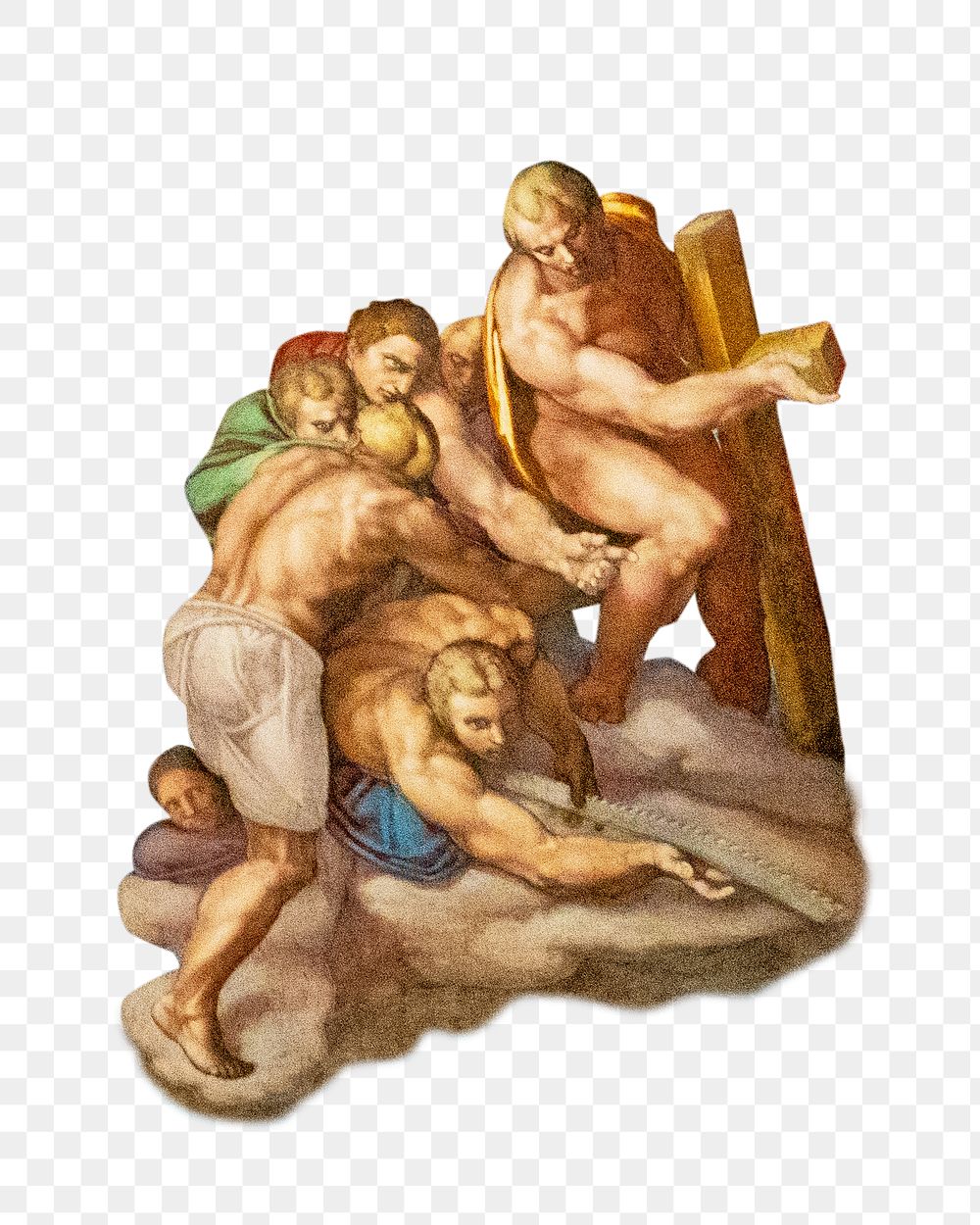 The Last Judgment png Sistine Chapel fresco sticker, ancient illustration in Vatican City on transparent background
