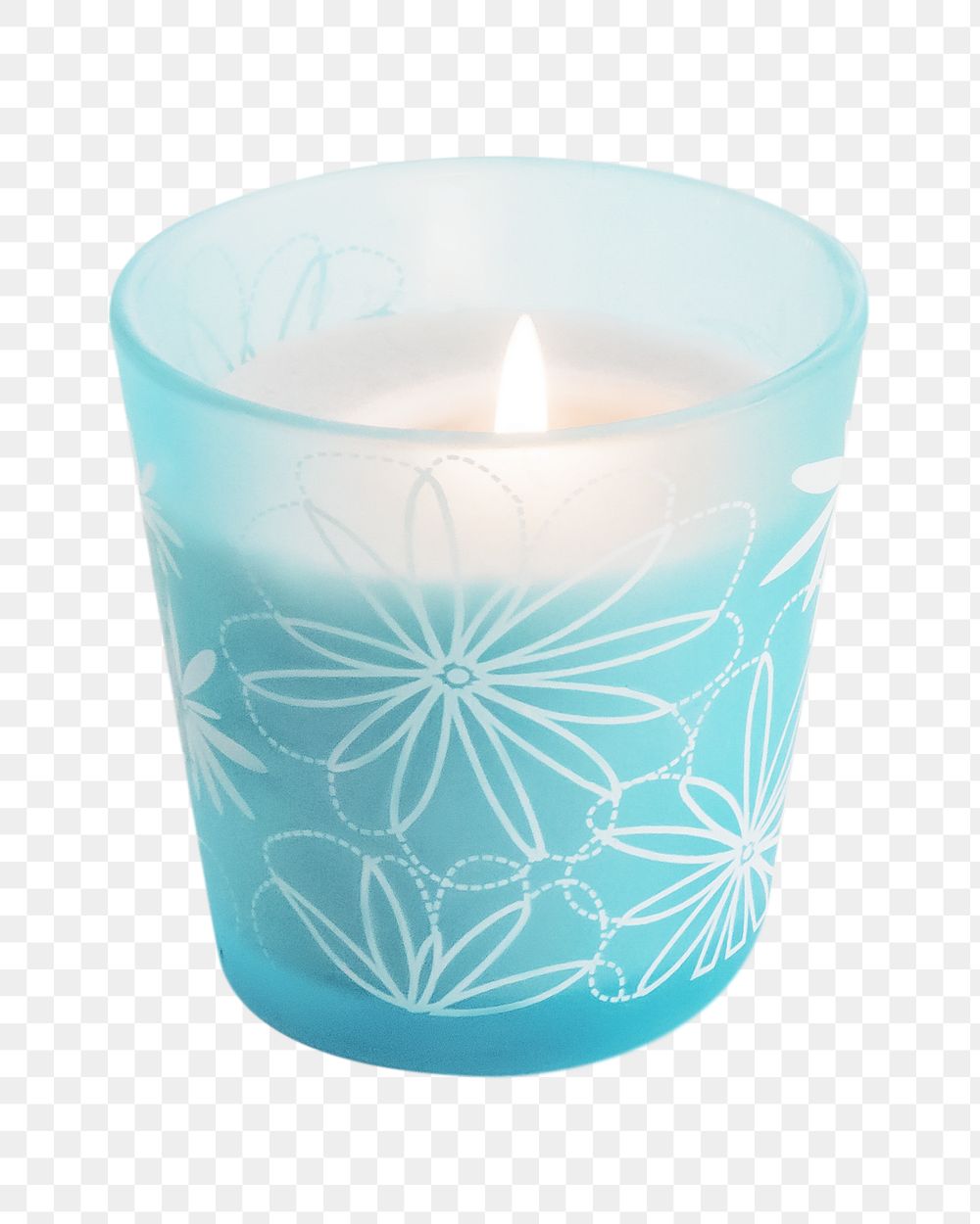 Lit scented candle png, transparent background