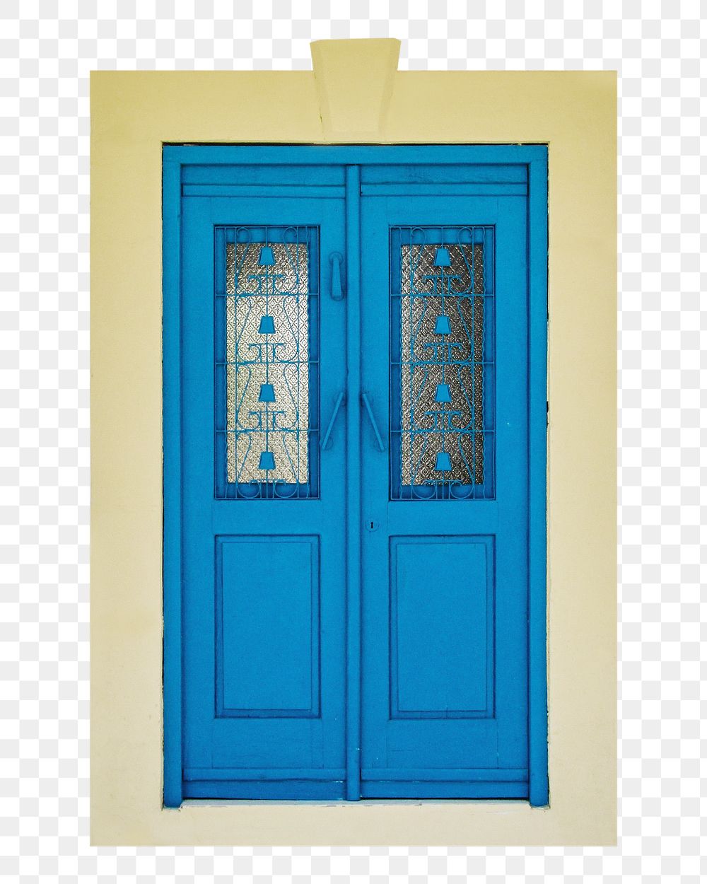 Blue wooden door png, transparent background