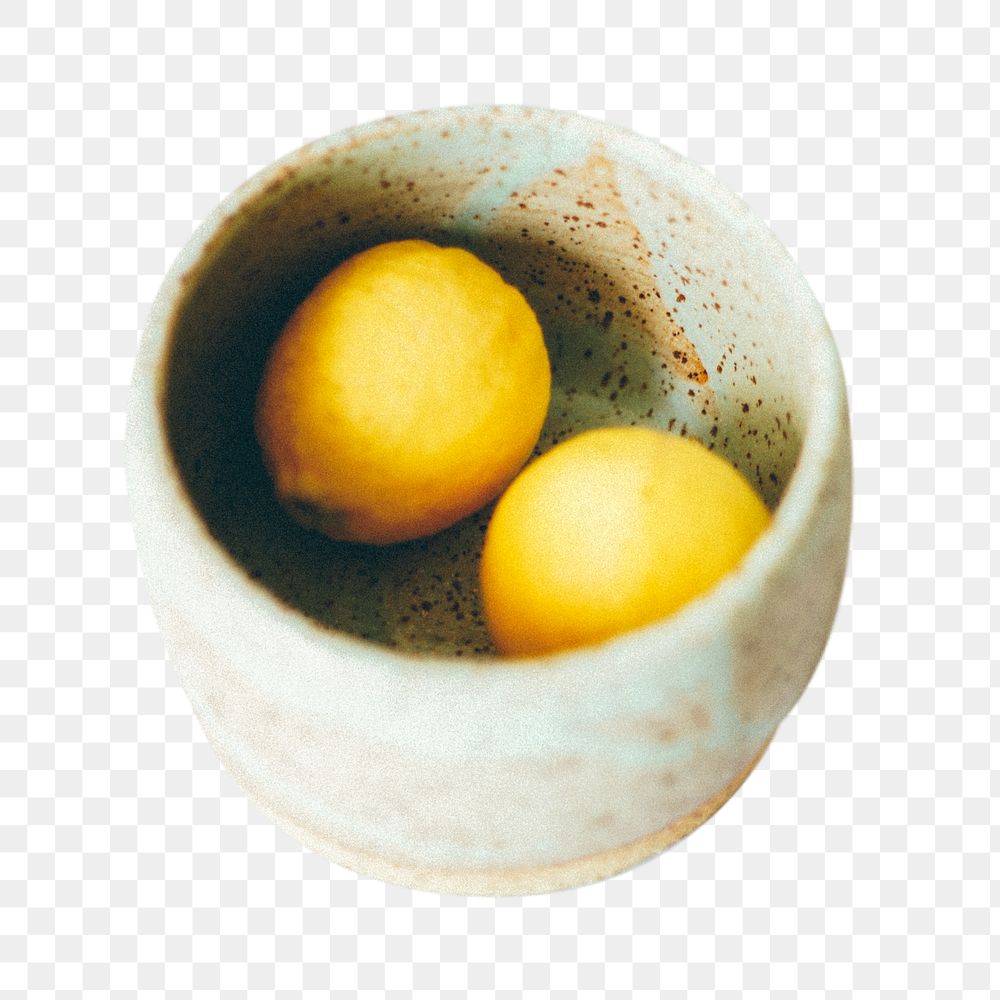 Lemon fruit bowl png, transparent background