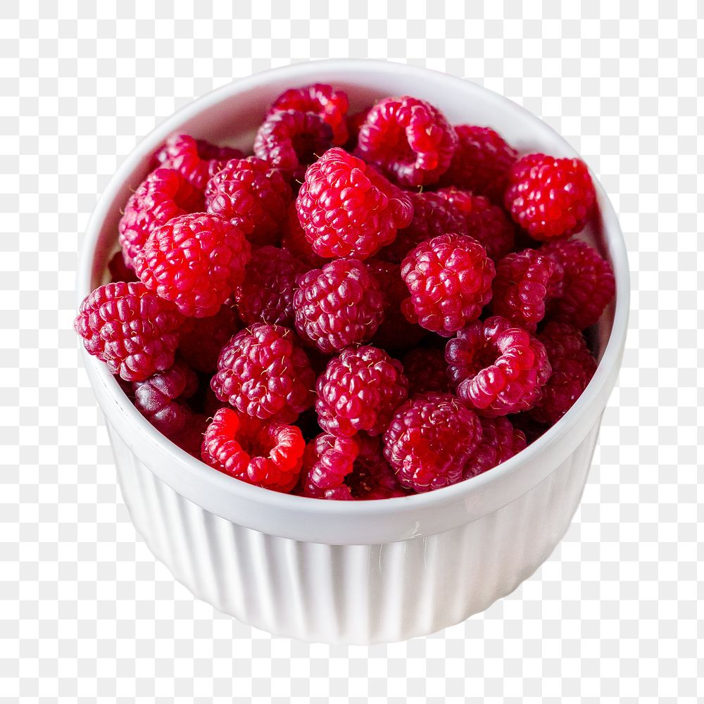 Raspberry fruit bowl png, transparent background