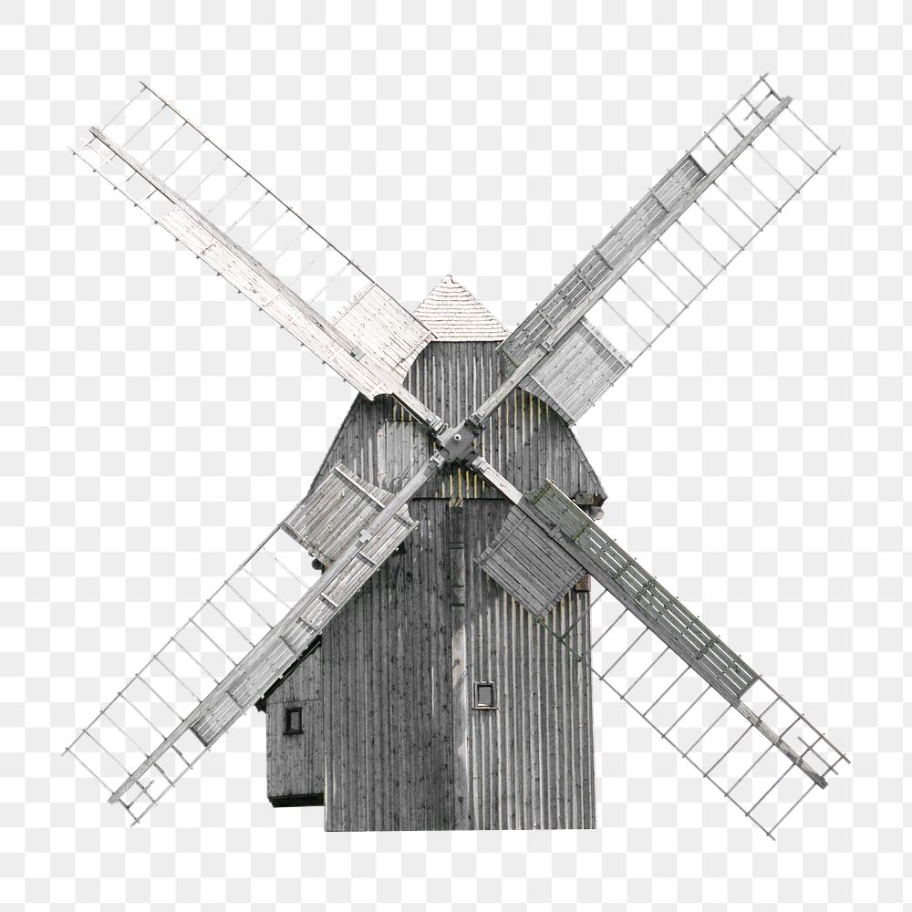 Countryside windmill  png sticker, transparent background