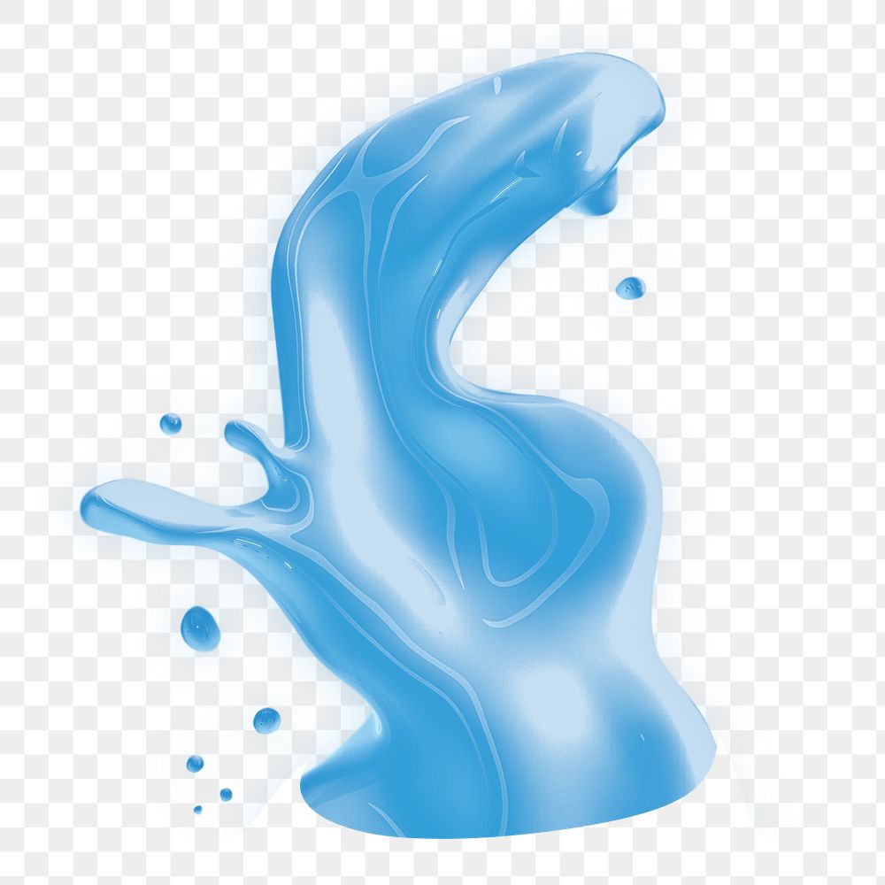 Png blue water splash sticker, transparent background