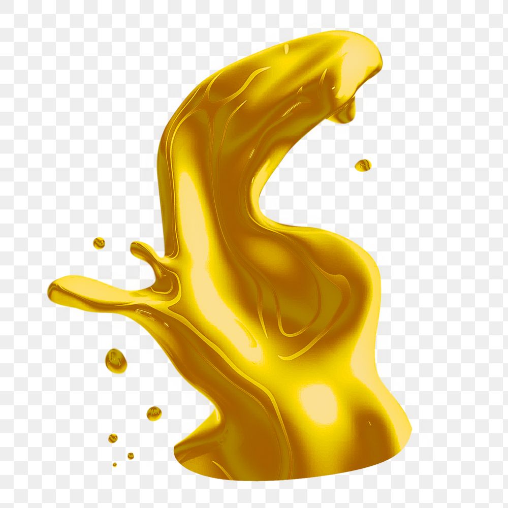 Png gold water splash sticker, transparent background
