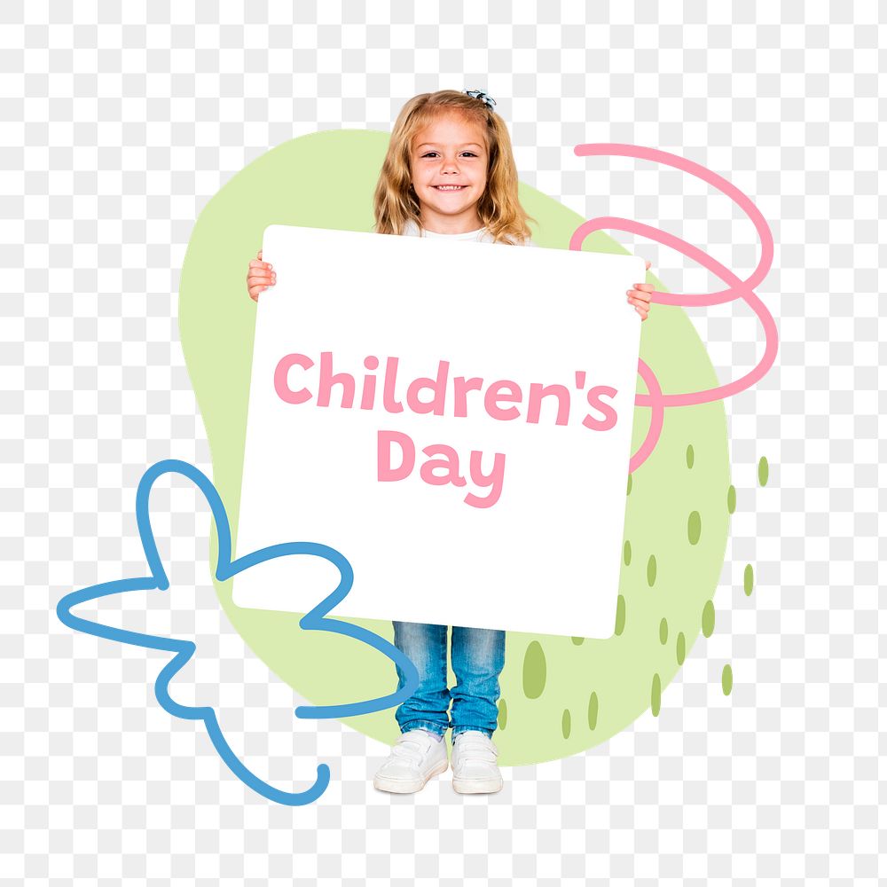 Children's day png word sticker typography, transparent background