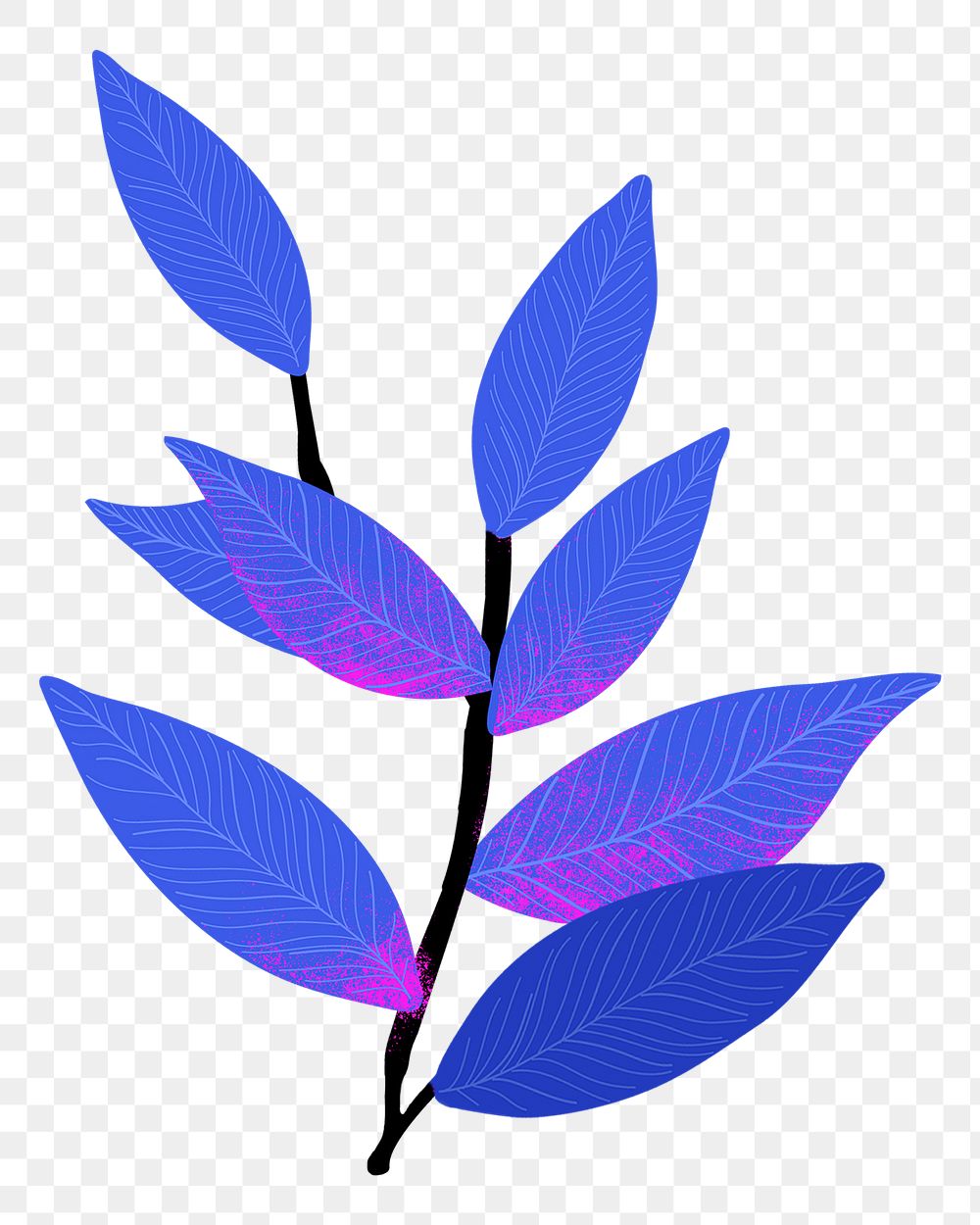Blue leaf  png sticker, transparent background
