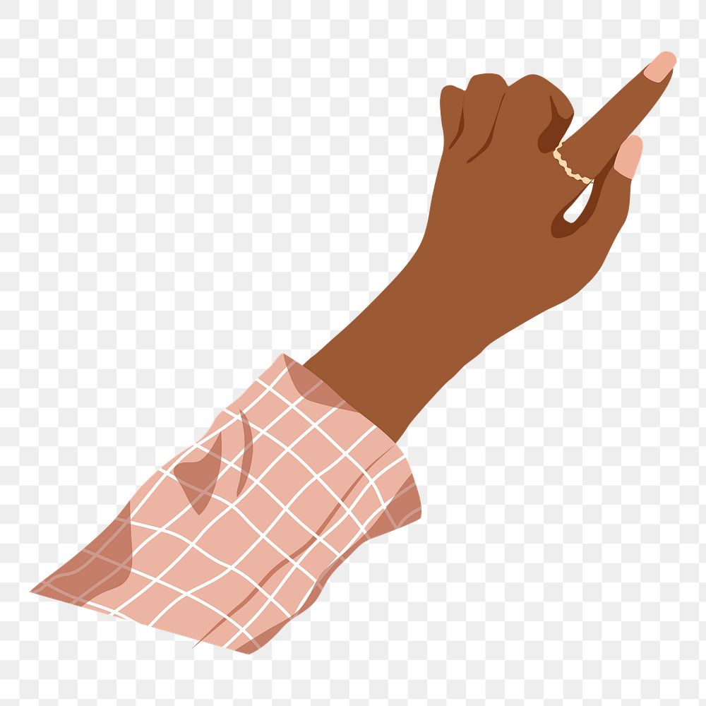 Black woman's hand png illustration sticker, transparent background