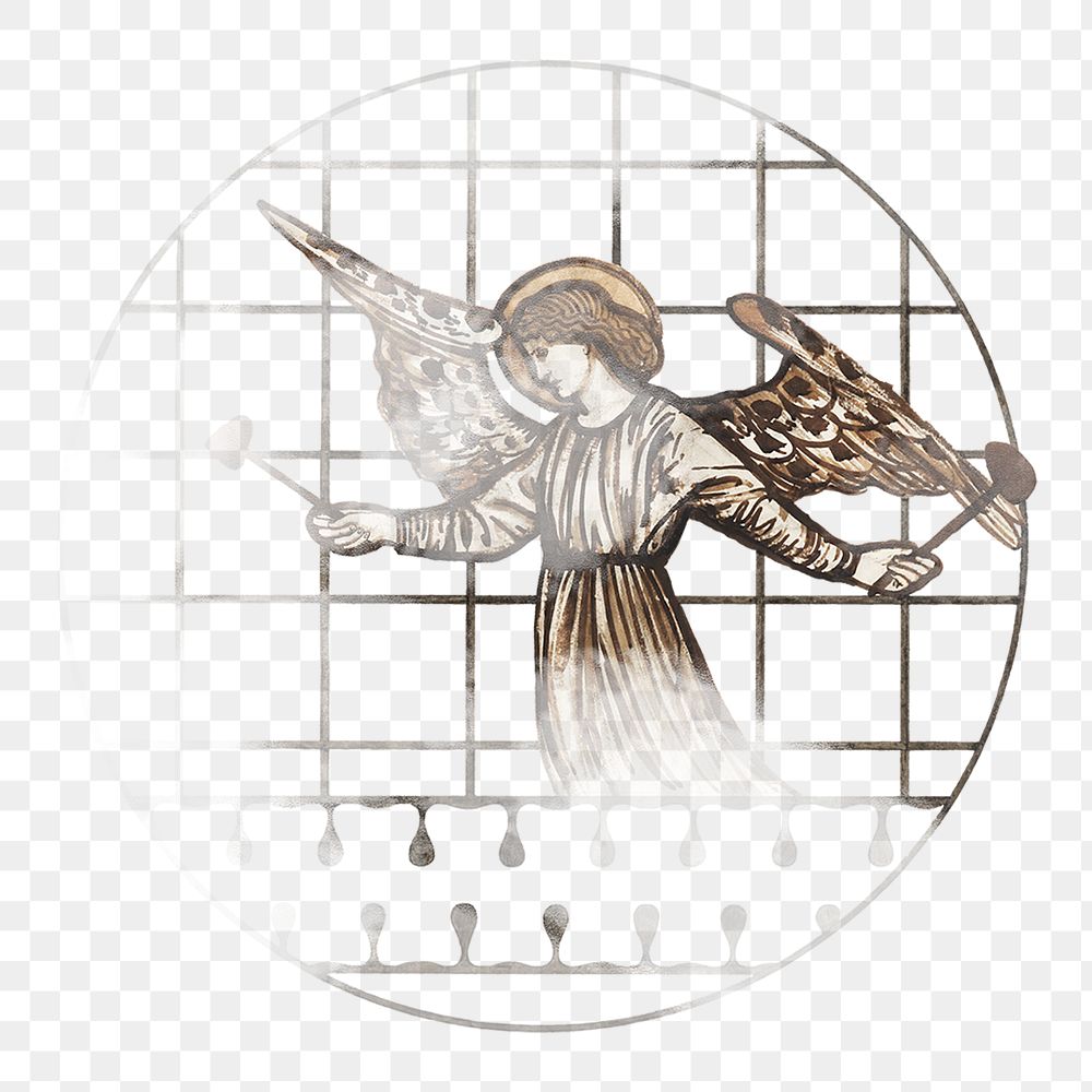 Vintage angel illustration png sticker, transparent background
