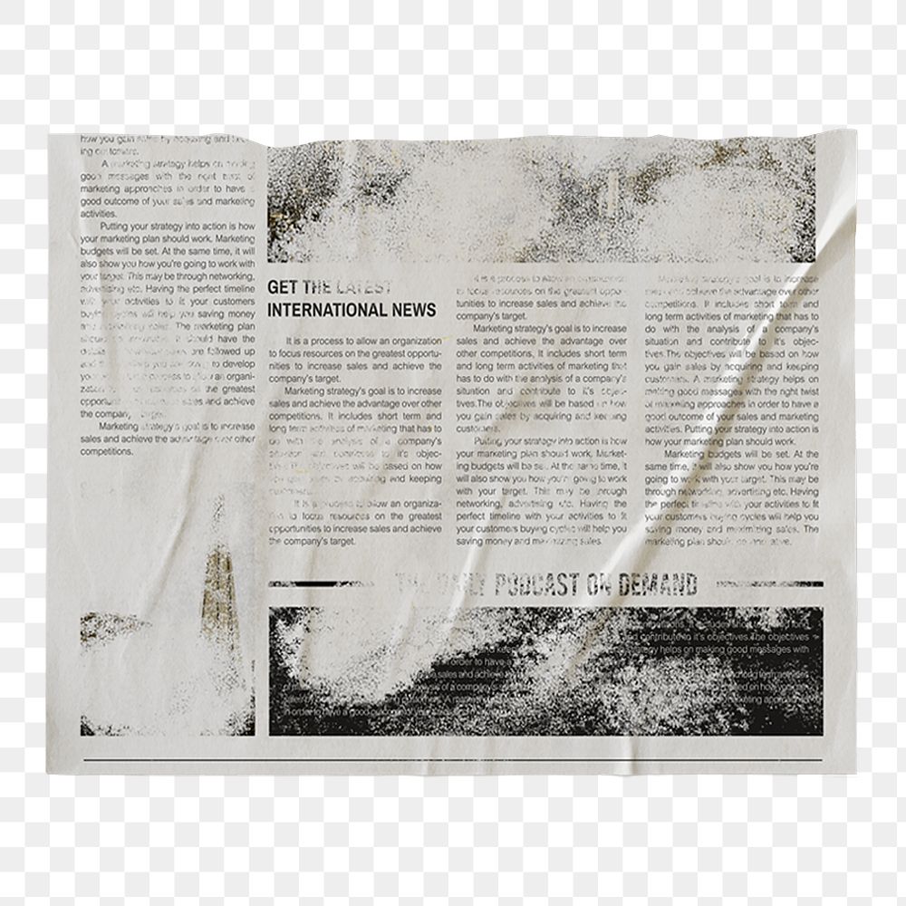 Vintage newspaper png  ephemera paper sticker, transparent background
