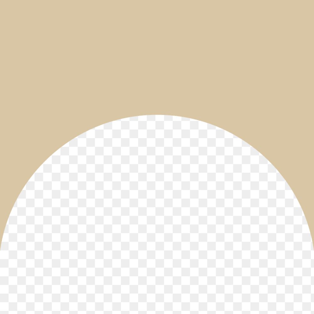 Semicircle frame png beige sticker, transparent design