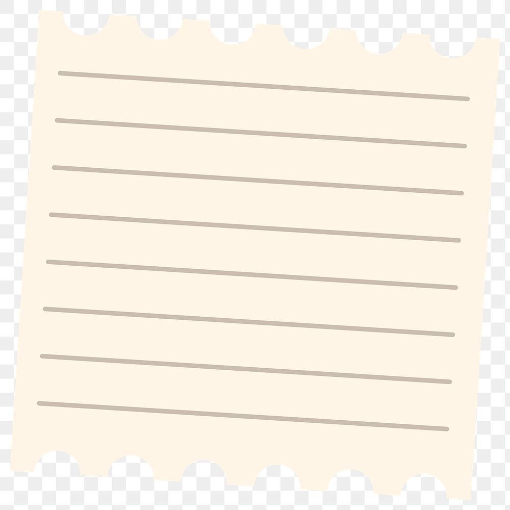 Png lined paper note, transparent background