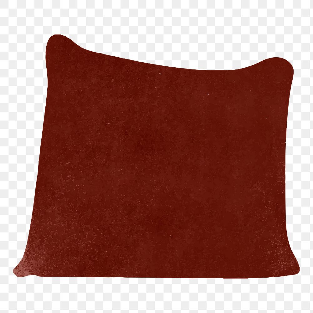 Png dark red cushion, doodle sticker, transparent background