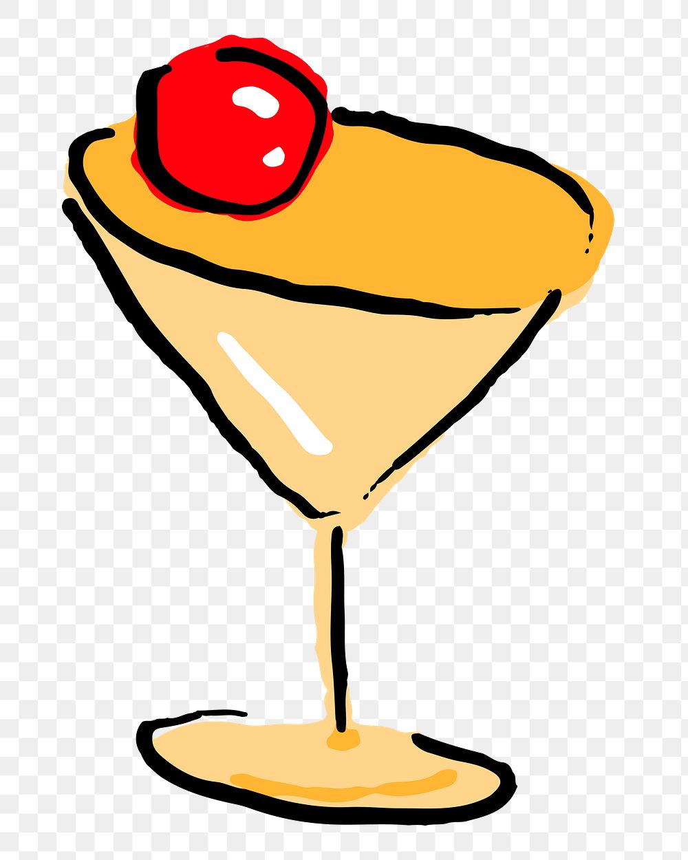 Orange cocktail glass png sticker illustration, transparent background