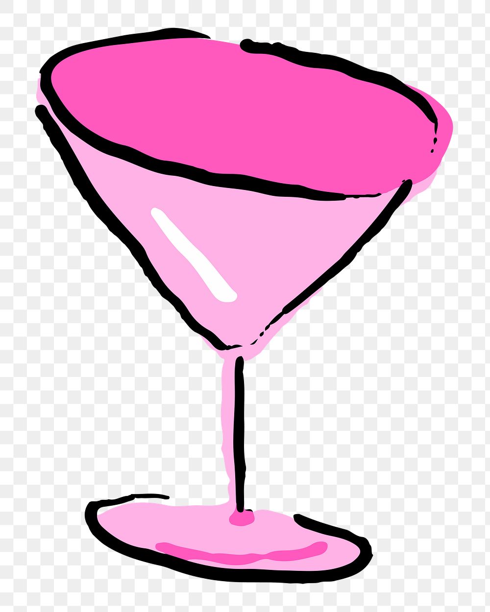 Pink martini glass png sticker illustration, transparent background