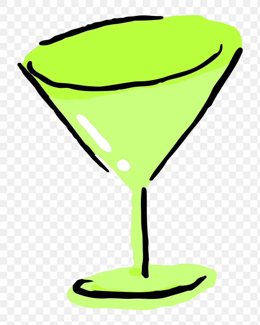 Neon green cocktail png sticker illustration, transparent background