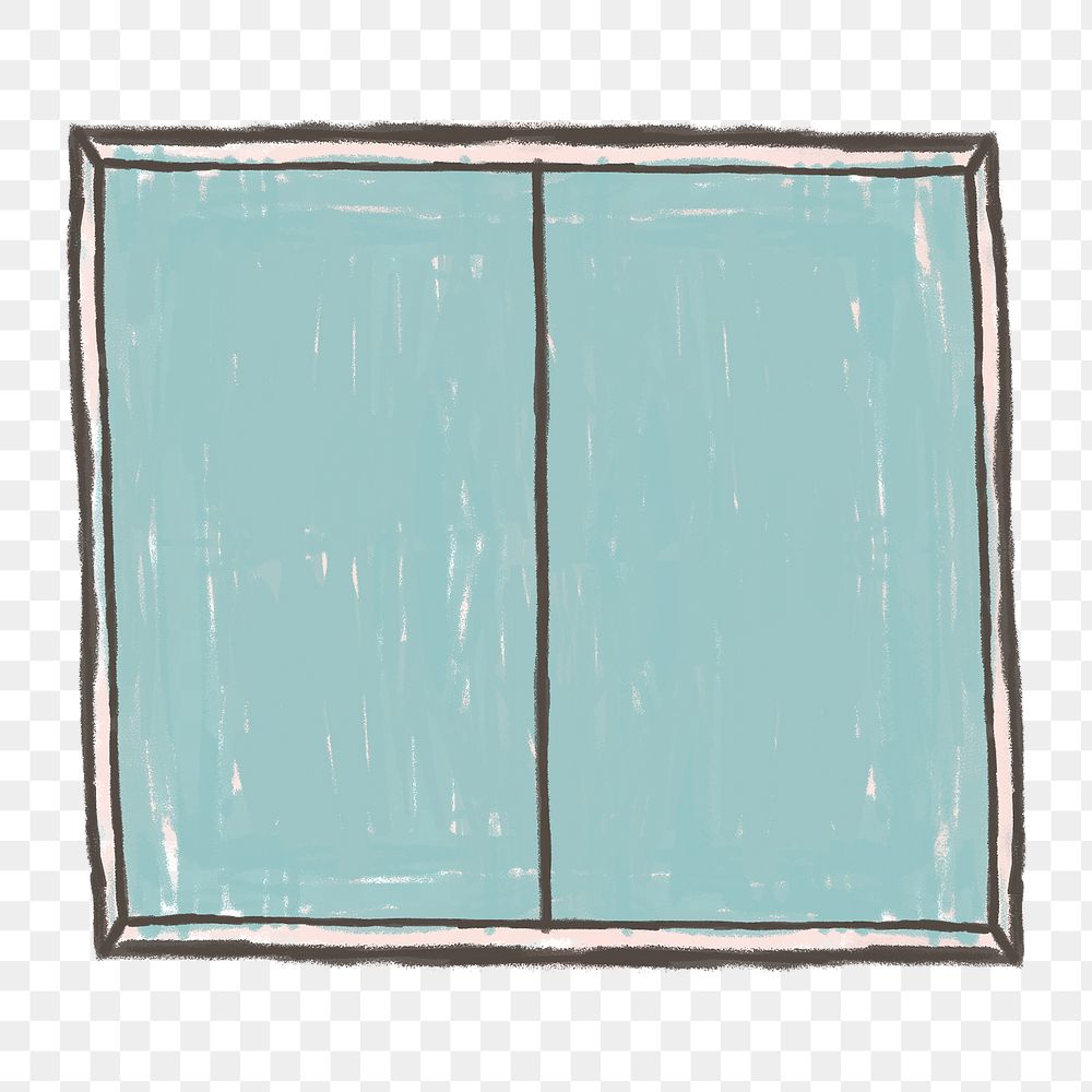 Glass window png hand drawn illustration sticker, transparent background