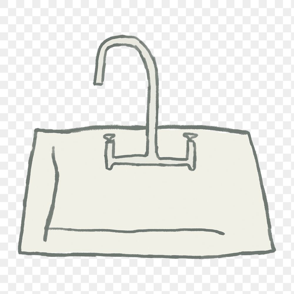 Modern sink png hand drawn illustration sticker, transparent background