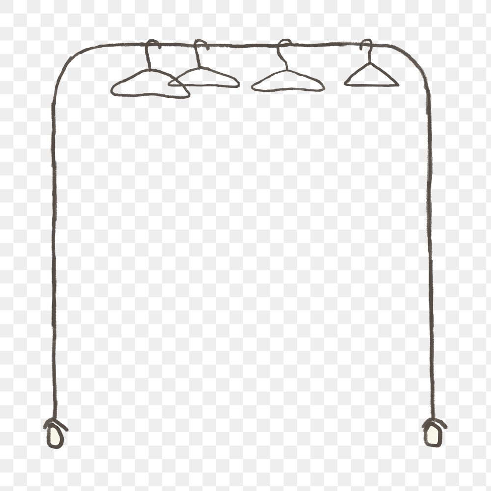 Clothing rack png hand drawn illustration sticker, transparent background