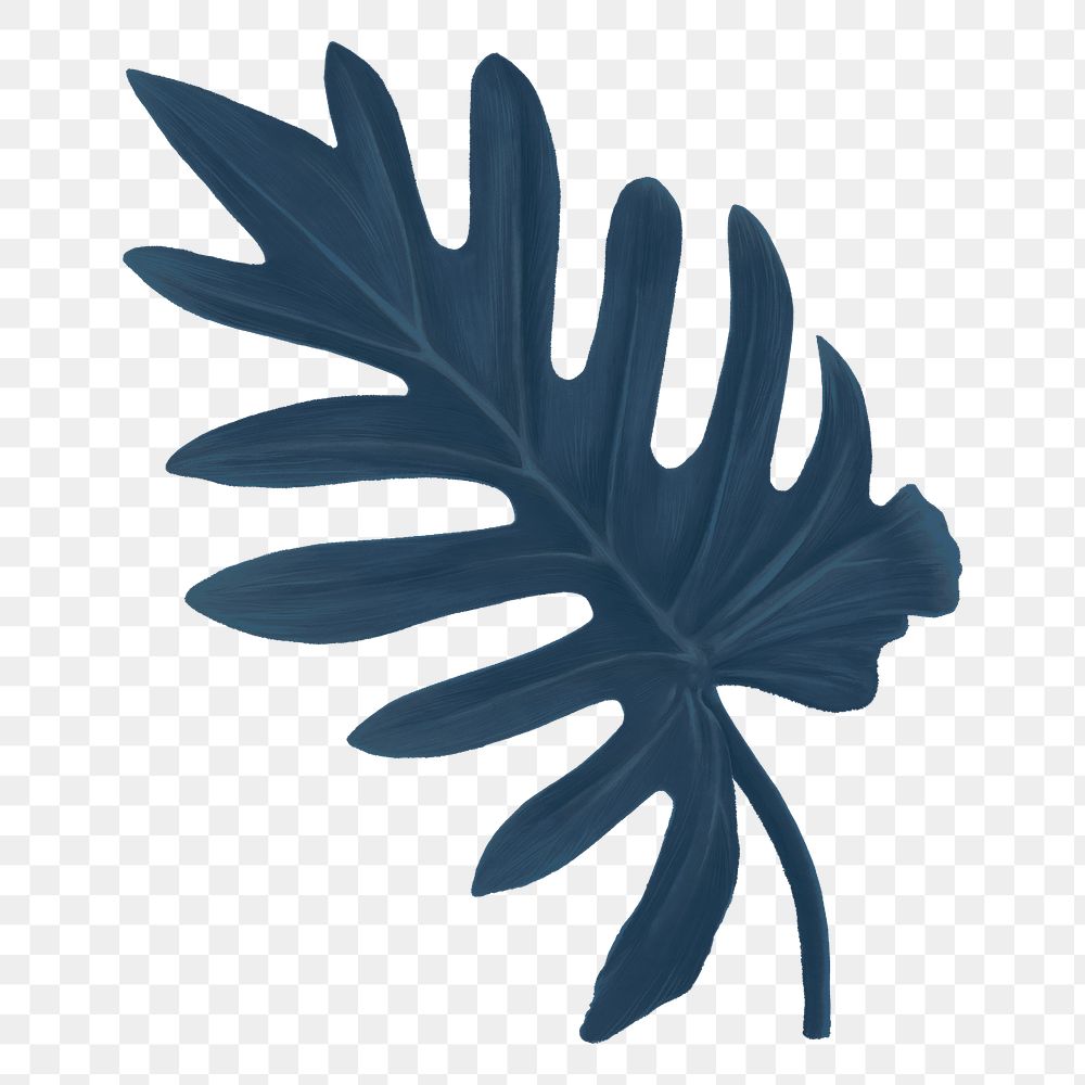 Blue xanadu leaf png sticker, transparent background