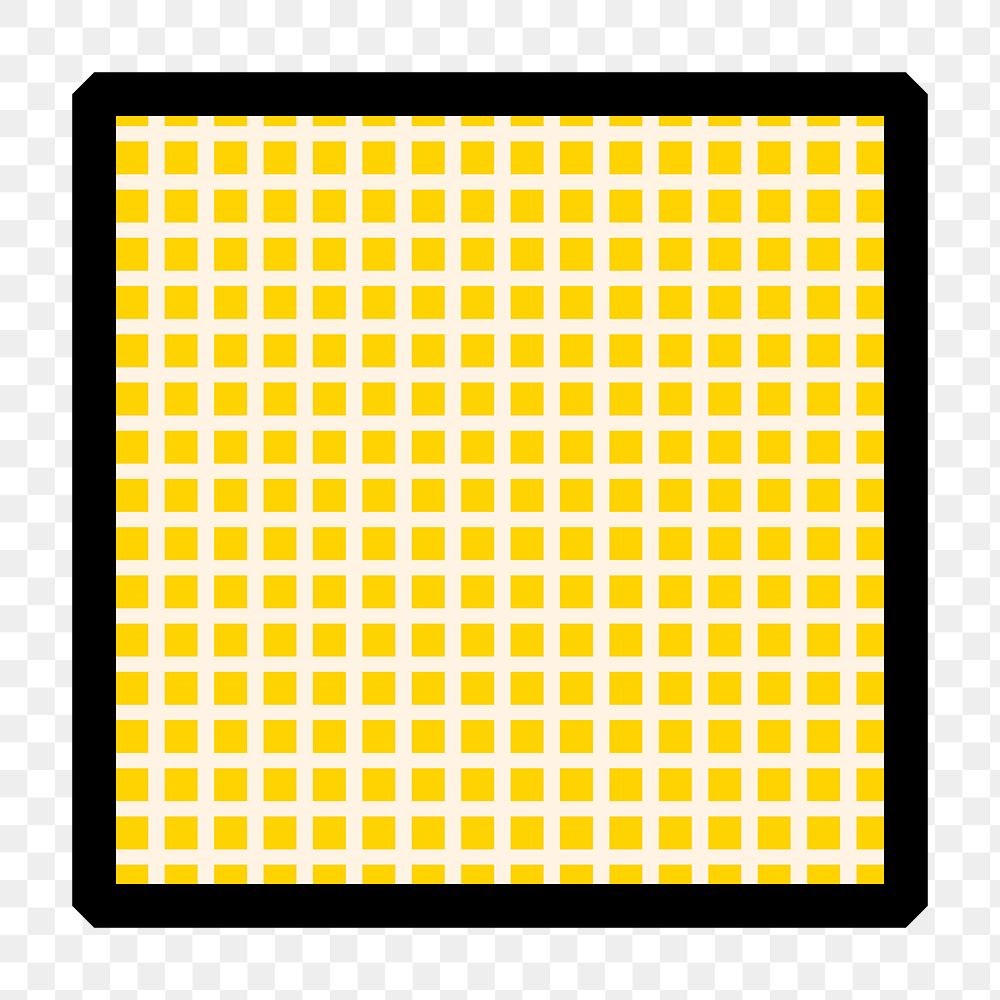 Yellow grid square png shape, transparent background